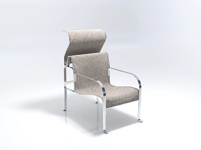 Modern Single Chair With Fabric Upholstered Seat And Chrome Metal Frame 3d model