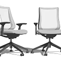 Two Modern Office Chairs With Light Seat And Back Black Armrests And Wheels