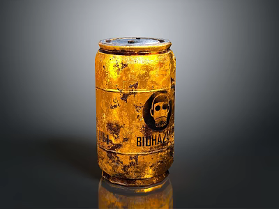 Detailed Golden Rusted Bierhalle Barrel With Skull Organ And Hair Texture 3d model