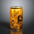 Detailed Golden Rusted Bierhalle Barrel With Skull Organ And Hair Texture
