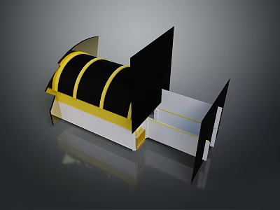 Yellow And Black Arc Shaped Device Structure With White Base Smooth Surface And Panel Design 3d model