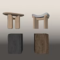 Modern Wooden Sofa Stools With Upholstered Seat And Various Wood Finishes