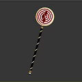 Toy Hammer With Red Black Stripes Bullseye Pattern And Gold Striped Handle