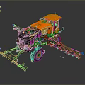 Self Propelled Agricultural Sprayer With Orange Cabin Black Body Green Booms And Large Wheels
