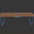 Modern Extendable Dining Table With Wood Grain Tabletop And Silver Metal Legs 3d model