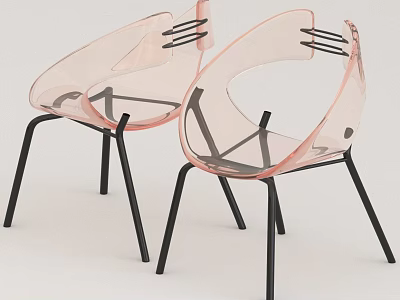 Modern Transparent Acrylic Leisure Chairs With Black Metal Legs Contemporary Design 3d model