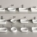 Modern White Ceramic Washbasin Collection Featuring Various Shapes And Faucet Designs On