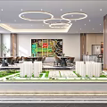 Elegant Modern Sales Office With Property Model Location Map Tables And Chandeliers