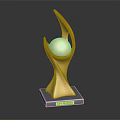 Golden Trophy with Modern Curved Design Transparent Base and Shiny Surface for Global Award Ceremony