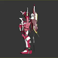 Pink Winged Mecha Character Figure In Standing Pose With Detailed Armor Design