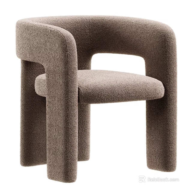Plush Upholstered Modern Single Chair With Unique Armrest And Comfortable Seat 3d model 