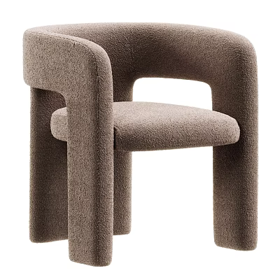 Plush Upholstered Modern Single Chair With Unique Armrest And Comfortable Seat 3d model