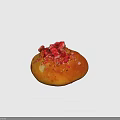 Fresh Homemade Orange Bread Topped With Pomegranate Seeds And Crushed Nuts