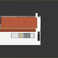 Cartoon Style Two Story House With Blue Red Roofs White Balcony Railing And Brown Walls
