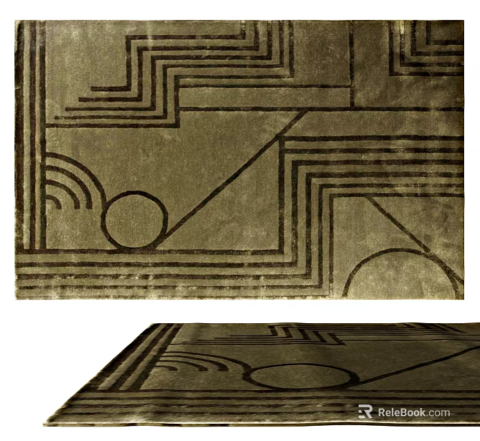Modern Square Rug With Geometric Lines Circles Abstract Shapes And Textured Design For Living Space 3d model 