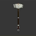 Decorative Battle Hammer With Wooden Handle Braided Accents Intricate Colorful Head And Traditional Craftsmanship