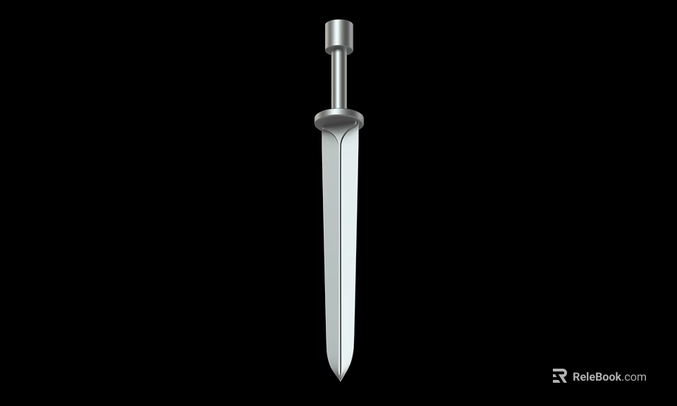 Metal Sword With Sharp Blade And Silver Hilt Design On Black Background 3d model