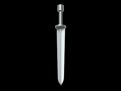 Metal Sword With Sharp Blade And Silver Hilt Design On Black Background 3d model