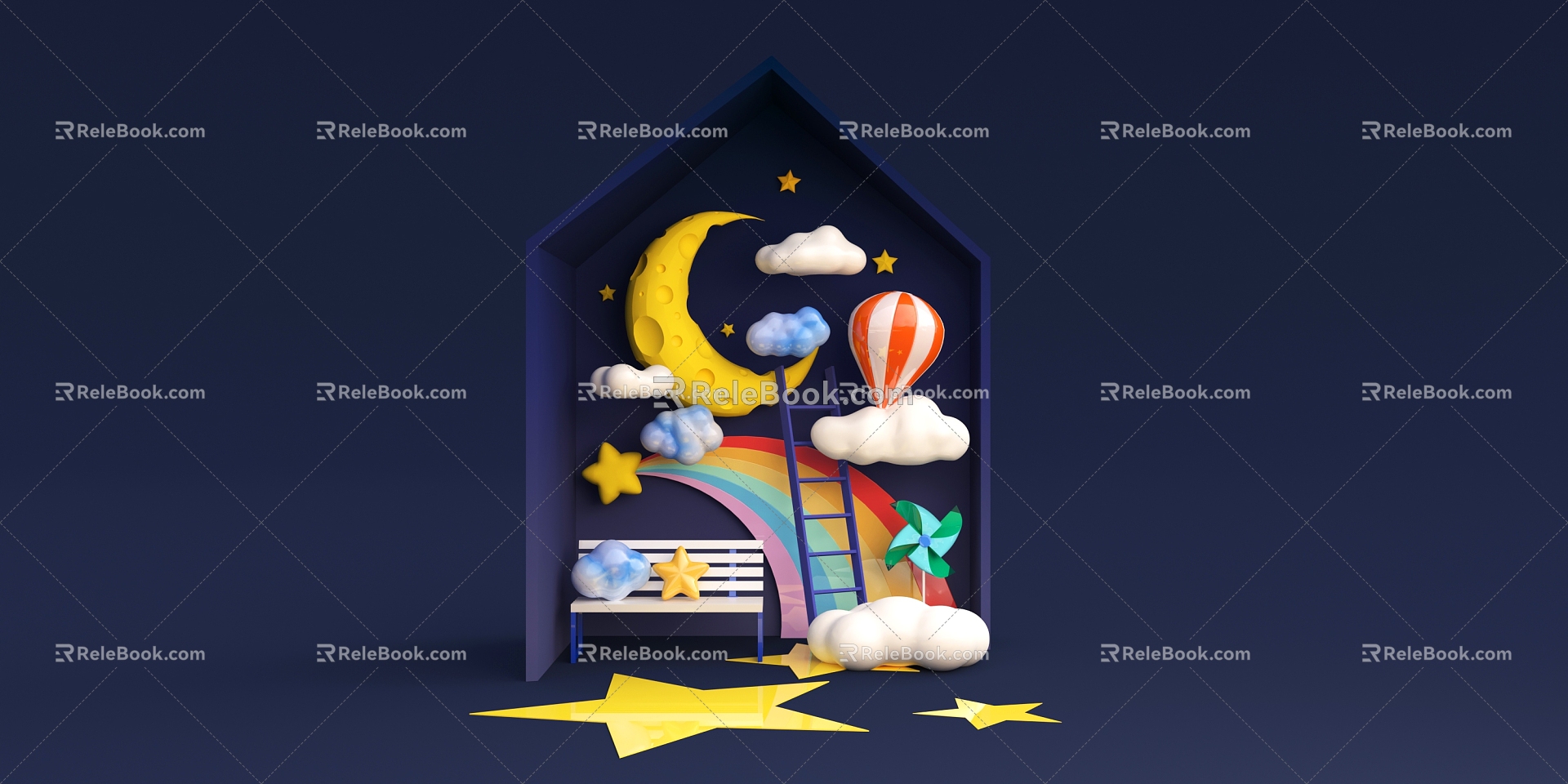 Meichen Show Window Stars and Moon model