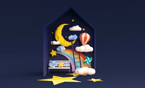 Meichen Show Window Stars and Moon 3d model