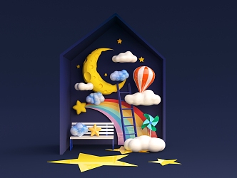 Meichen Show Window Stars and Moon 3d model