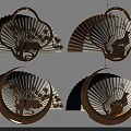 Fan Shaped Wall Decor With Gold Brown Black Animal Tree Modern Hanging Design