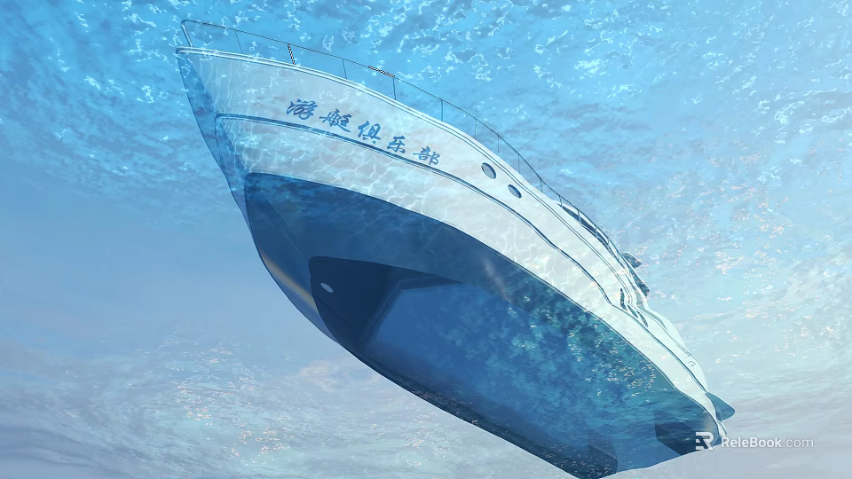Luxury Yacht Underwater View In Clear Blue Water 3d model 
