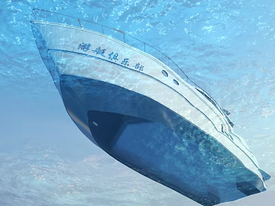 Luxury Yacht Underwater View In Clear Blue Water 3d model