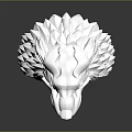 Silver Wolf Head Ring With Detailed Mane And Open Mouth Design 3d model