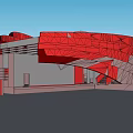 Contemporary Museum Building With Red And Gray Geometric Facade Design