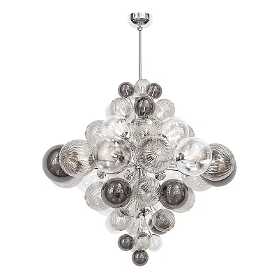 Unique Modern Glass Chandelier With Clear And Dark Spherical Cluster Design 3d model