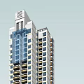 Modern High Rise Building With Glass Facade And Multiple Floors Structure 3d model