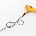 Yellow Hair Dryer A Practical Daily Electrical Appliance With Black Buttons Handle And Power Cord