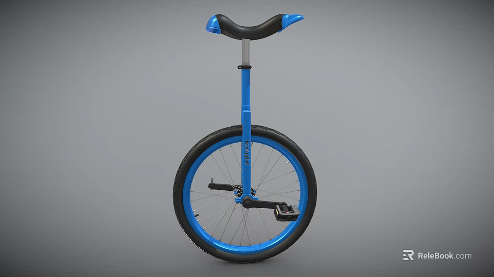Blue Modern Unicycle with Black and Blue Seat and Sturdy Black Wheel 3d model 