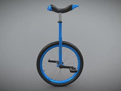 Blue Modern Unicycle with Black and Blue Seat and Sturdy Black Wheel 3d model