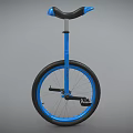 Blue Modern Unicycle with Black and Blue Seat and Sturdy Black Wheel