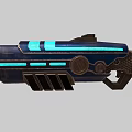 Two Futuristic Blue Energy Guns With Glowing Stripes And Textured Parts