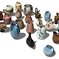 Ceramic Vessels Collection Including Vases Jars Bowls With Diverse Colors And Textured Designs