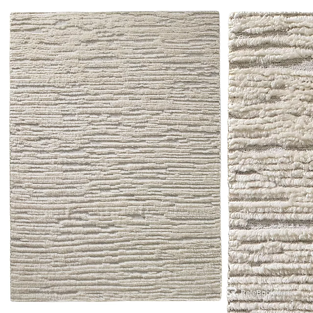 Beige Square Rug With Soft Vertical Woven Texture For Modern Living Room Decor 3d model 