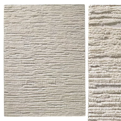 Beige Square Rug With Soft Vertical Woven Texture For Modern Living Room Decor 3d model