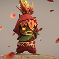 Cartoon samurai ninja deciduous maple leaf 3d model