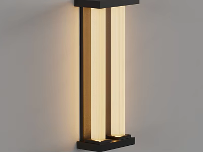 Modern Wall Sconce With Double Strip Design And Black Frame Warm Illumination 3d model