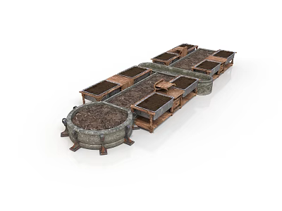 Industrial Modular Equipment Platforms with Circular Base Multiple Units and Metal Structures 3d model