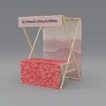 Beige Frame Display Stand With Red Floral Countertop And Mountain Pattern 3d model