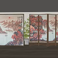 New Chinese Style Screen Landscape Painting Partition Screen 3d model