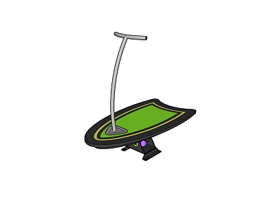 Building Blocks Constructed Play Structure With Green Platform Silver Pole Black Base And Purple Accent 3d model