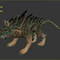 Fierce Mythical Creature With Spiked Back Red Eyes And Sharp Claws 3d model