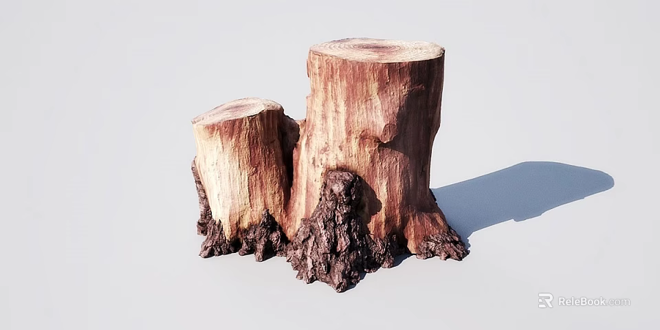 Natural Wood Tree Stumps With Stone Like Texture For Home Decoration 3d model 