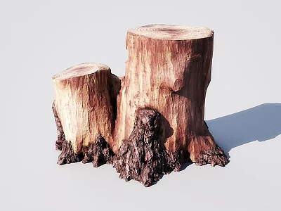 Natural Wood Tree Stumps With Stone Like Texture For Home Decoration 3d model