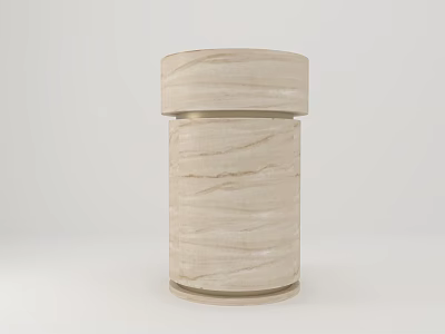 Modern Cylindrical Marble Washbasin For Bathroom With Beige Natural Texture 3d model